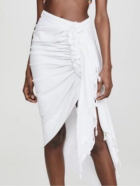 Just Bee Queen Tulum White Resort Asymmetric coverup Wrap mini Skirt XS
